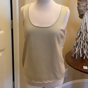 Chico’s woman’s sleeveless shell, gold metallic knit, size 2